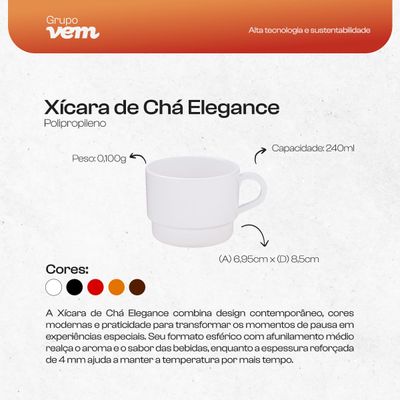 Xícara de Chá Elegance 240ml Preta em