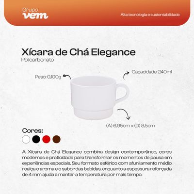 Xícara de Chá Elegance 240ml Preta em