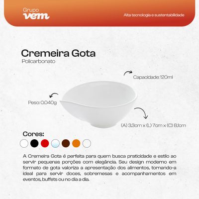 Cremeira Gota 120ml Branca em Policarbonato