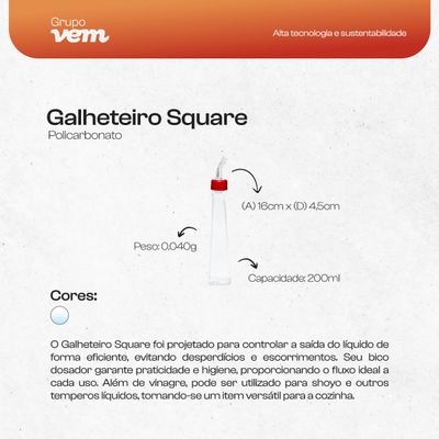Galheteiro Square Para Azeite 200ml Natural em