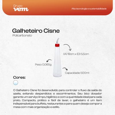 Galheteiro Cisne Para Azeite 500ml Natural em