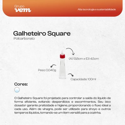 Galheteiro Square Para Azeite 100ml Natural em