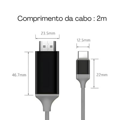 Cabo Adaptador Usb C Para Hdmi 4K 2M celular função desktop