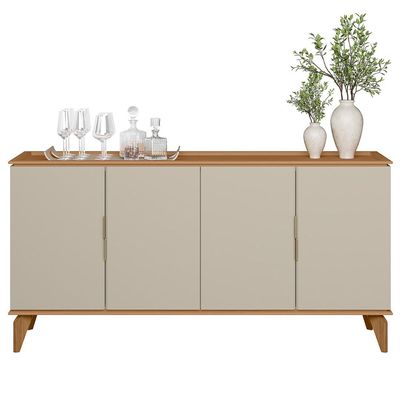 Aparador Buffet Para Sala de Jantar 4 Portas 160cm Dante L05 Jequitibá Off White Fosco - Lyam Decor