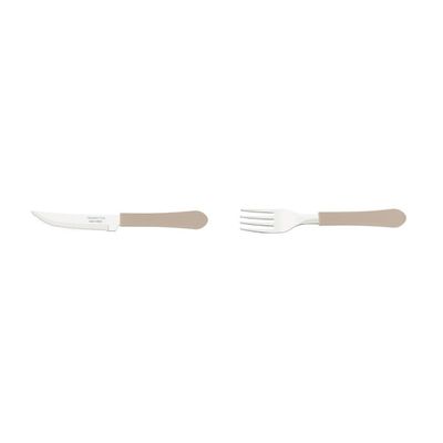 Kit Restaurante 24 Talheres Tramontina 12 Facas + 12 Garfos Cinza
