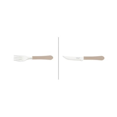 Kit Restaurante 24 Talheres Tramontina 12 Facas + 12 Garfos Cinza