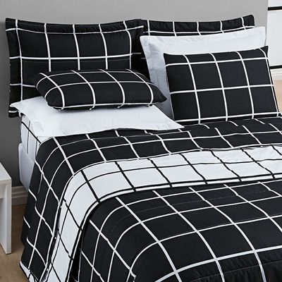 Colcha Cobre Leito Esplendor Padrão 3 Peças Dupla Face - Preto