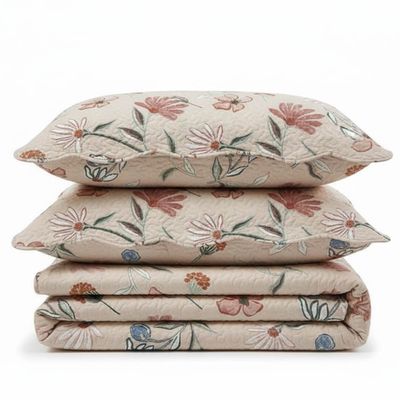 Kit Cobre Leito Colcha Magnus Queen 3 Peças Dupla Face Estampado Floral - Rosa - 100% Poliéster