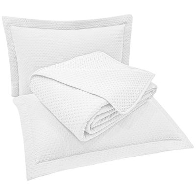 Kit Cobre Leito Colcha Jade King 3 Peças Percal 300 Fios Clássico - Branco - 100% Poliéster