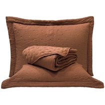 Kit Cobre Leito Colcha Craft Queen 3 Peças Percal 300 Fios Dupla Face Texturizado - Castanho