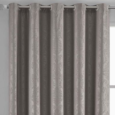 Cortina Iza Jacquard Estampado Floral 3,00x2,60m Sala Quarto Varão 3M - Cáqui