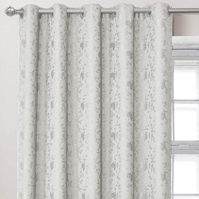 Cortina Dalia Jacquard Estampado Floral 2,00m x 1,70m Sala Quarto Varão 2M - Bege
