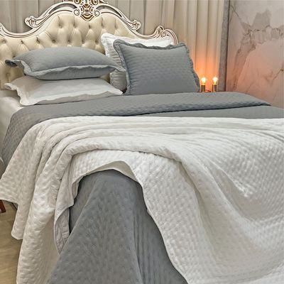 Kit Cobre Leito Colcha Alvorada Casal 3 Peças Percal 300 Fios Clássico - Cinza