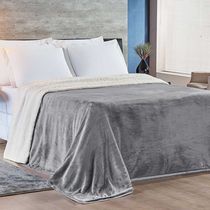 Cobertor Magnific Casal King Sherpa Com Manta Microfibra Toque Lã Carneiro 01 Peça - Cinza