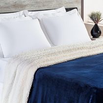 Cobertor Magnific Casal King Sherpa Com Manta Microfibra Toque Lã Carneiro 01 Peça - Azul Marinho