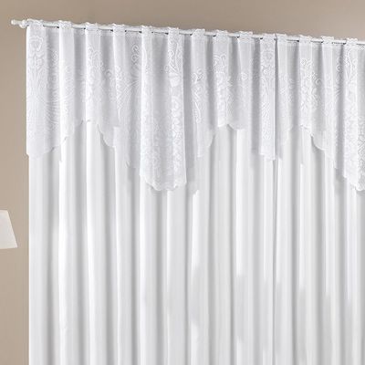 Cortina  Nicole 2 Metros Branca Tecido Microfibra Com Renda Floral Sala Quarto