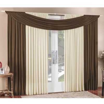 Cortina Alana 4,00m x 2,50m Tabaco com Palha Tecido Malha Para Sala ou Quarto