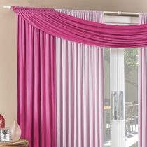 Cortina Alana 3,00m x 2,50m Rosa com Pink Tecido Malha Para Sala ou Quarto