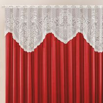 Cortina Nicole 2,00m x 1,70m Vermelha Tecido Microfibra com Renda Varão Simples