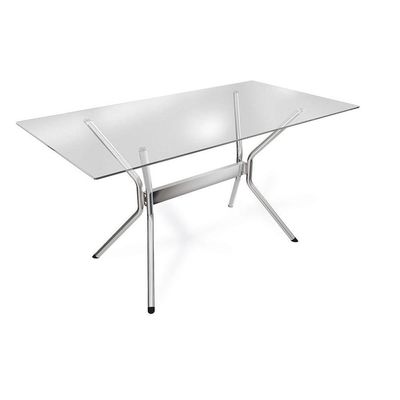 Mesa Loire Cromada Com Tampo De Vidro Incolor 1,50m