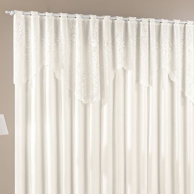 Cortina  Nicole 3 Metros Palha Tecido Microfibra Com Renda Floral Sala Quarto