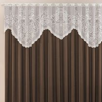 Cortina  Nicole 3 Metros Tabaco Tecido Microfibra Com Renda Floral Sala Quarto