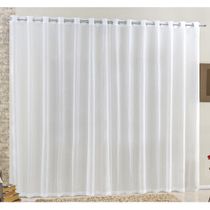 Cortina Rubi 3,00m x 2,60m Branca Tecido Voal Linho Detalhada Sala Quarto Leve