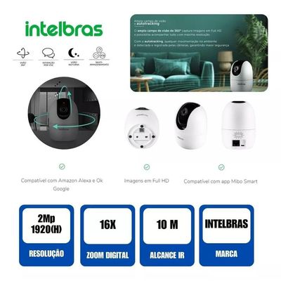 Câmera De Vídeo Wi-Fi Full HD Im4 C Branco Intelbras 110V/220V + Sd 128gb Ultra