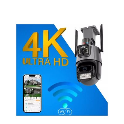 Kit 4 Câmera De Segurança Externa Lente Dupla 4k Led Sirene Policial