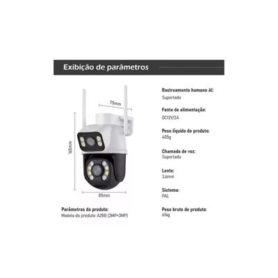 Kit 2 Câmera Importada Wi-fi Smart  Lente Dupla Externa Cartão de Memória 128gb