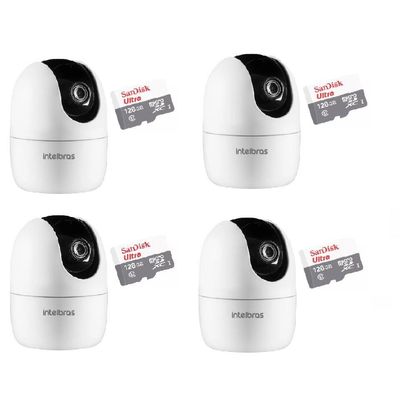 Kit 4 Câmera Ip 360 Full Hd Im4 Mibo Intelbras + Sd 128gb Ultra