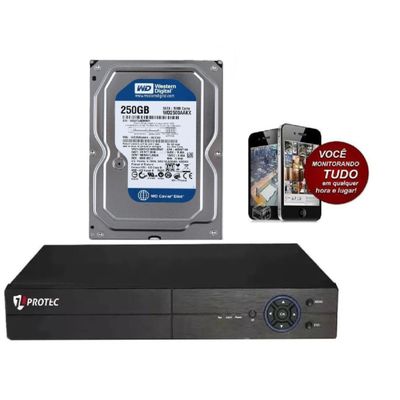Dvr gravador 4 canais Full hd + hd 250GB