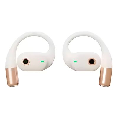 Fone Aberto Condução Óssea Bege Auricular Bluetooth - Som Claro e Design Elegante