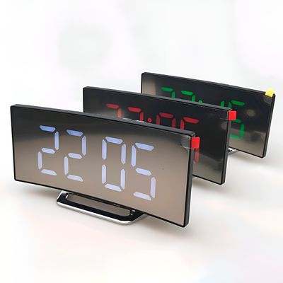 Relógio Digital de Mesa Curvado Espelhado Despertador - Moderno e Minimalista