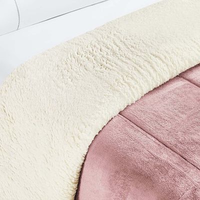 Coberdrom Diamond Solteiro Sherpa Com Manta Flannel 01 Peça - Rosa