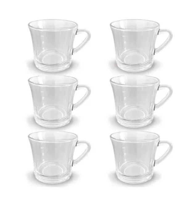 Jogo Xicaras Caneca Vidro Cristal 6pcs 180ml