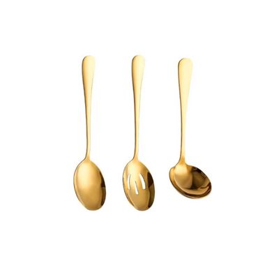 Concha Colher Dourado Servir Vazada Servir Jogo Aço Inox