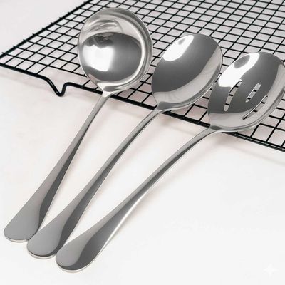 Concha Colher Servir Vazada Servir Utensilio Jogo Aço Inox