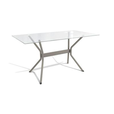 Mesa Loire Níquel Com Tampo De Vidro Incolor 1,50m
