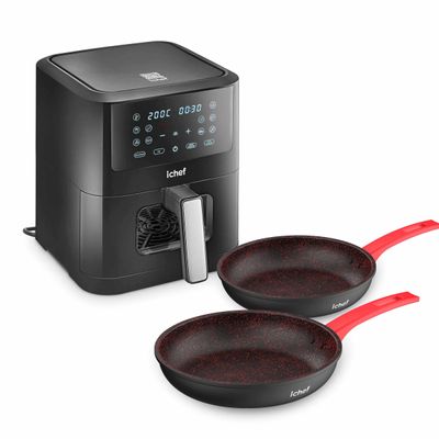 Fritadeira Elétrica Airfryer Ichef Smart Vision 6L e Panelas First Saute Grand 24cm e Sauté Petit 20cm 127V