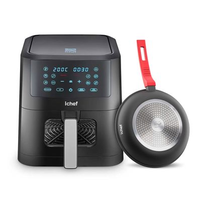 Fritadeira Elétrica Airfryer Ichef Smart Vision 6L e Panelas First Saute Grand 24cm e Sauté Petit 20cm 127V