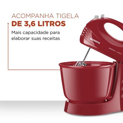 Batedeira Mondial Prática B-44-R Vermelha - 400W 220V UNICA