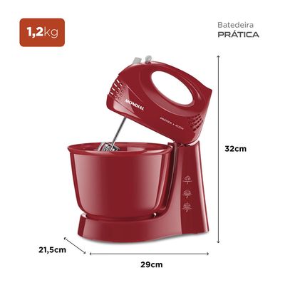 Batedeira Mondial Prática B-44-R Vermelha - 400W 220V UNICA