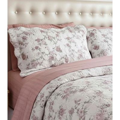 Kit Cobre Leito Matelassê Solteiro Appel Rosa UN / Rosa