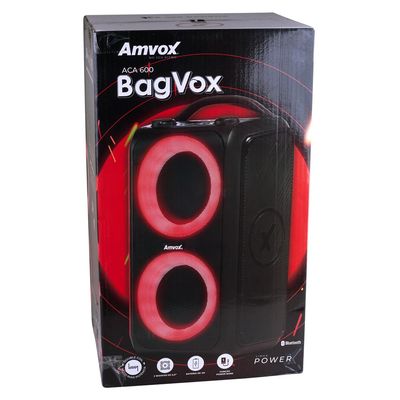 Caixa Amplificada Bluetooth Amvox ACA 600 Bagvox Black - Bivolt UNICA