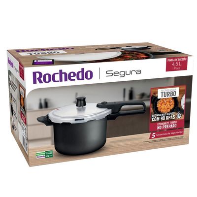 Panela de Pressão 4,5L Fechamento Externo Segura Rochedo Preta