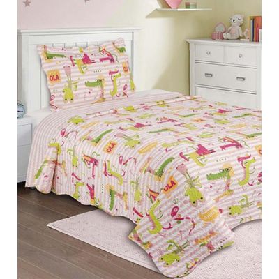 Jogo De Colcha Evolution Patchwork Solteiro Camesa Rosa UN / Rosa