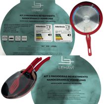 Kit 2 Frigideiras C/ Espátula Antiaderente Vermelha Lehavi
