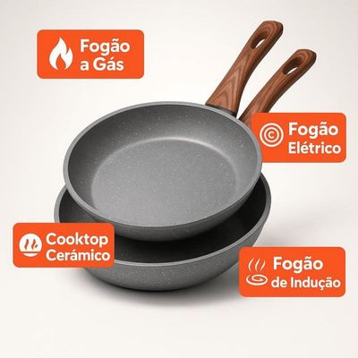 Kit 2 Frigideiras C/ Espátula Antiaderente Granito Lehavi