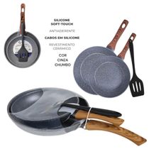 Kit 2 Frigideiras C/ Espátula Antiaderente Granito Lehavi